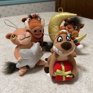 VINTAGE SET OF 4 LION KING CHRISTMAS ORNAMENTS: SIMBA NALA,TIMON & PUMBAA 1994